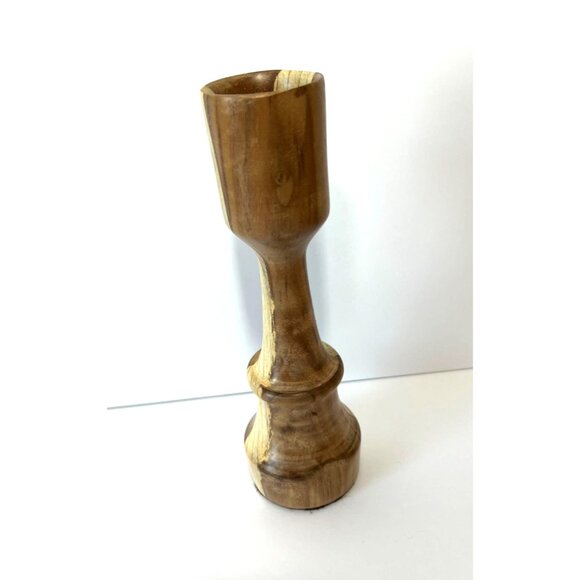Hand Turned Handcrafted Candle Stick Holder Mixed Wood Olive Wood - Picture 3 of 12